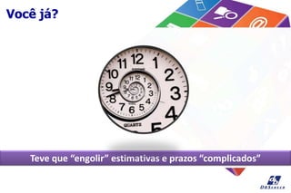 Você já?
Teve que “engolir” estimativas e prazos “complicados”
 