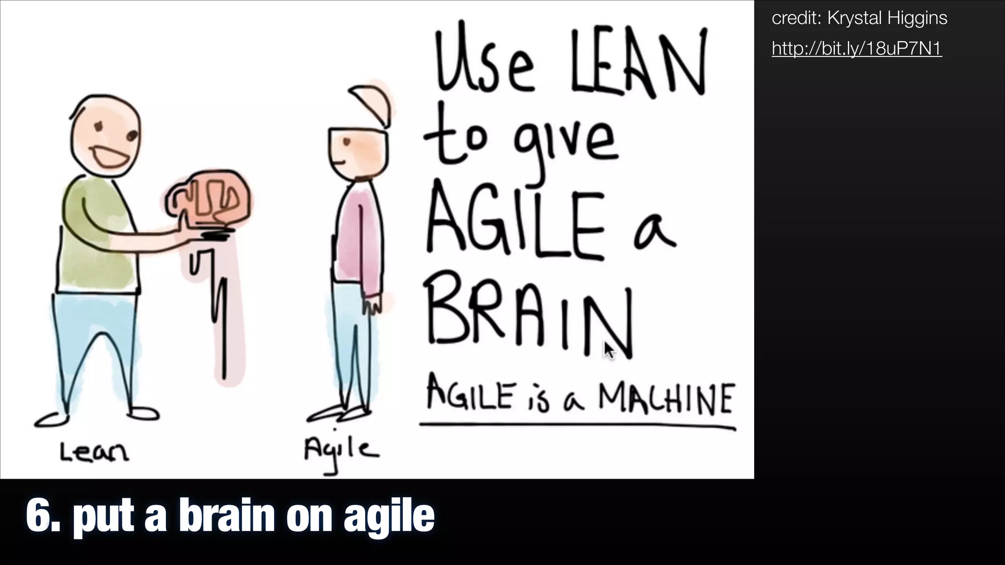 credit: Krystal Higgins
http://bit.ly/18uP7N1

6. put a brain on agile

 