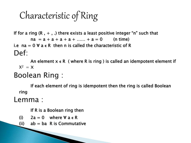 Leaner algebra presentation (ring) | PPT