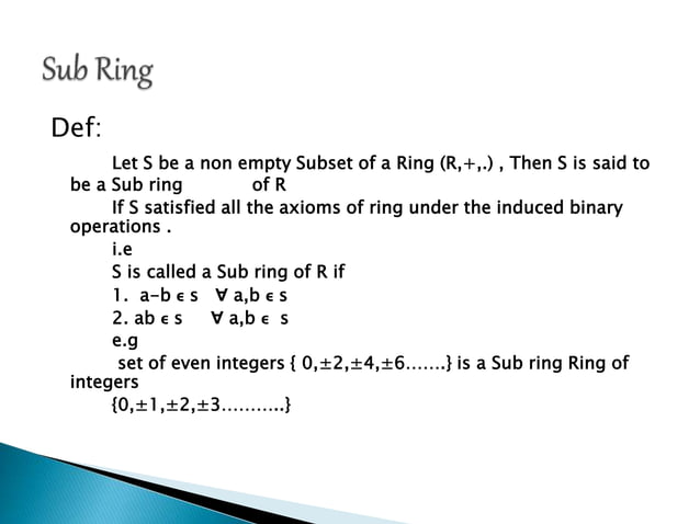 Leaner algebra presentation (ring) | PPT