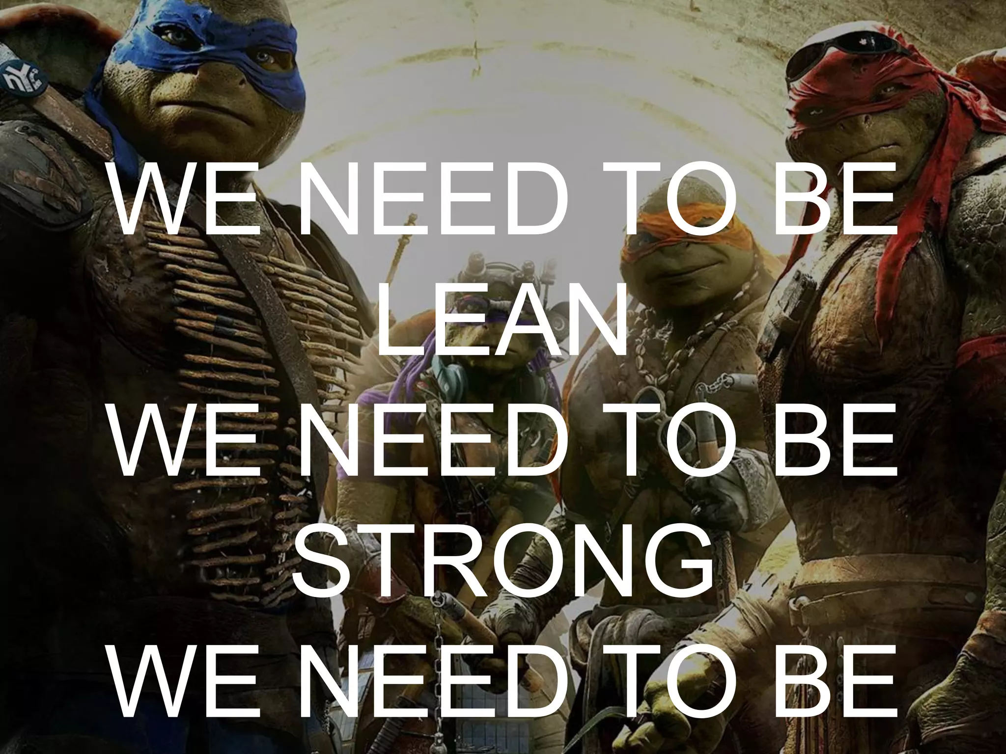 WE NEED TO BE LEAN
WE NEED TO BE STRONG
WE NEED TO BE AGILE
 