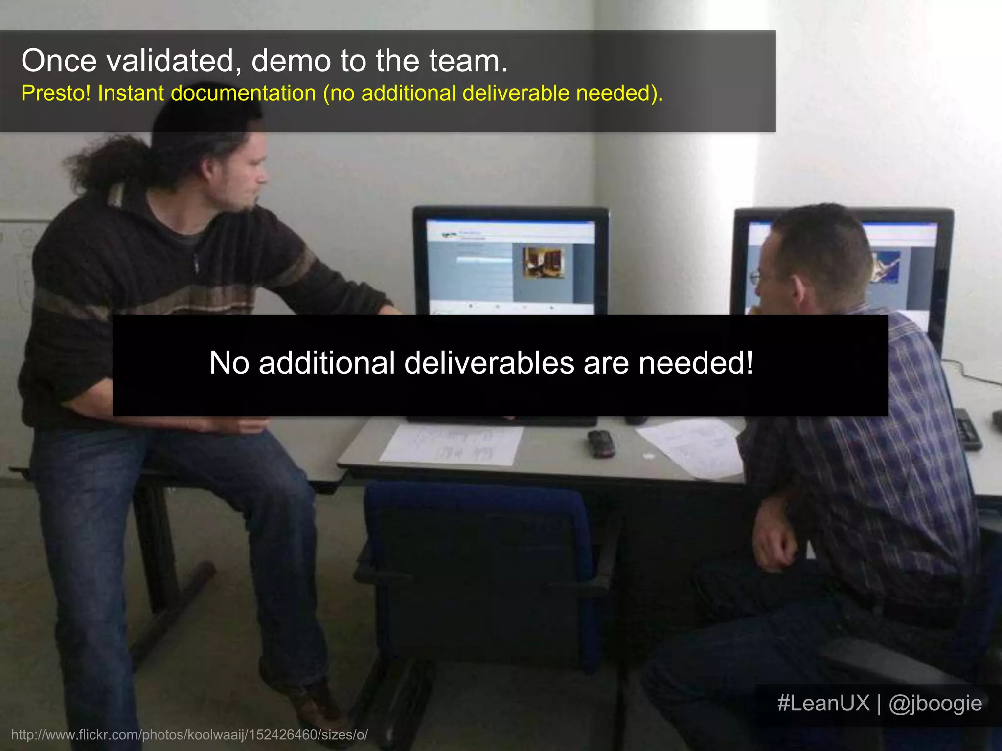 What about the quality of the design?Iterations mean quality continually improves.#LeanUX | @jboogiehttp://stockthemind.files.wordpress.com/2008/04/project-cartoon.jpg