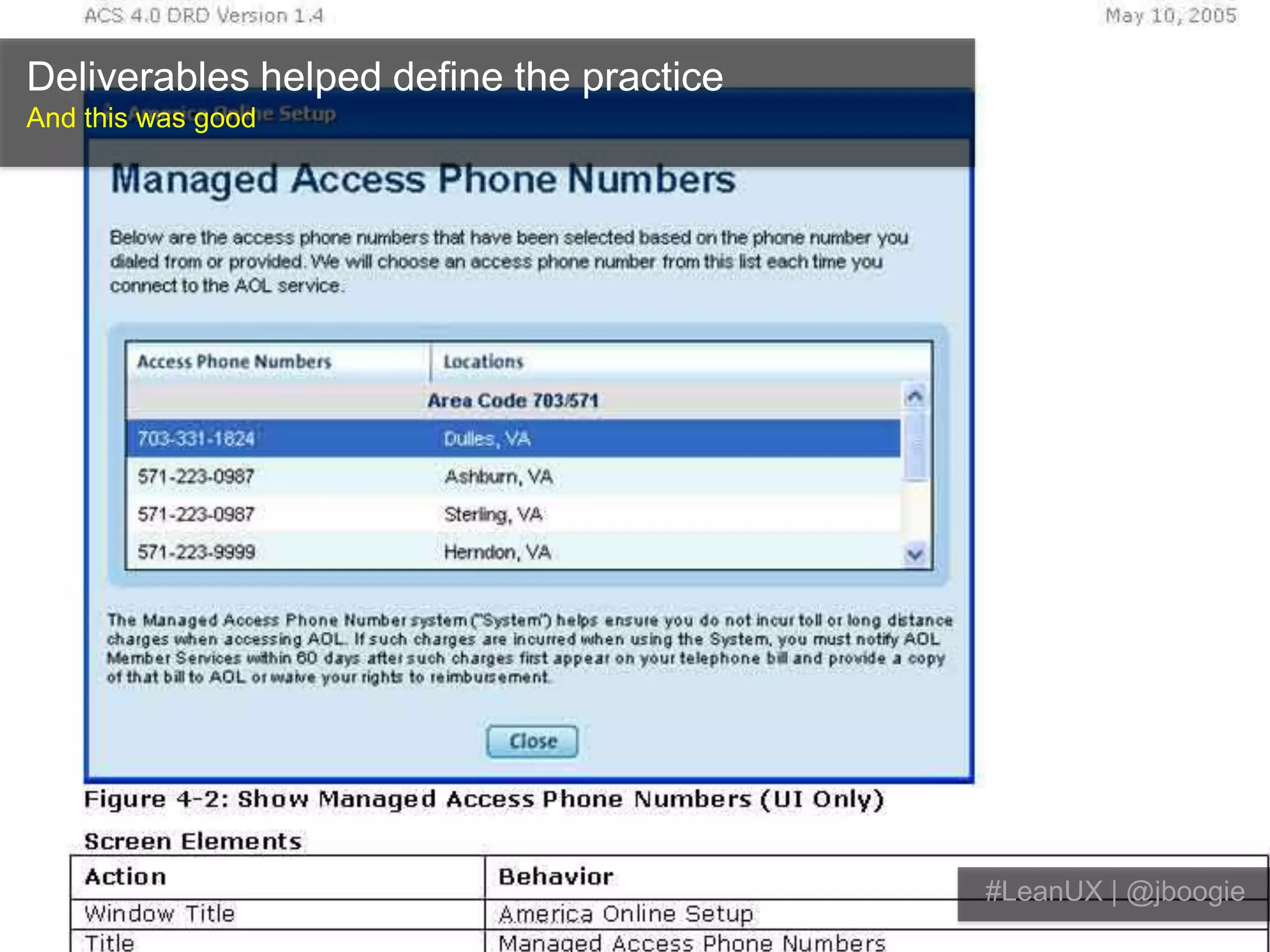 Deliverables helped define the practiceAnd this was good#LeanUX | @jboogie