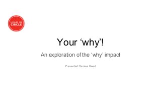 Your ‘why’!
An exploration of the ‘why’ impact
Presented Denise Reed
 