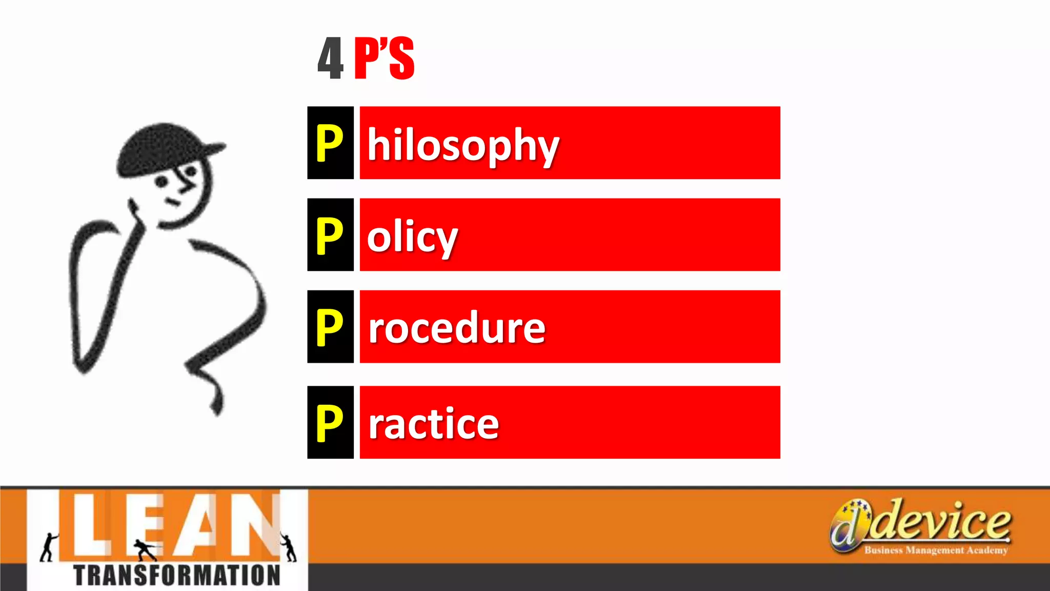4 P’S
hilosophy
olicy
rocedure
P
P
P
racticeP
 