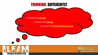 THINKING DIFFERENTLY
A Passion for Growth
A Passion for Change
A Passion for Sustained Momentum
 