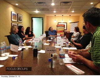 Demanda
¤ Foto Focus Groups

FOCUS GROUPS
25

Thursday, October 31, 13

 