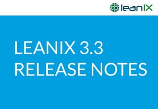 LEANIX 3.3
RELEASE NOTES
 