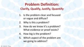 © 2015 The 35
Problem Definition:
Clarify, Qualify, Justify, Quantify
1. Is the problem clear and focused
or vague and dif...
