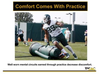 Comfort Comes With Practice
Well worn mental circuits earned through practice decrease discomfort.
 