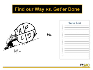 Find our Way vs. Get’er Done
Vs.
 