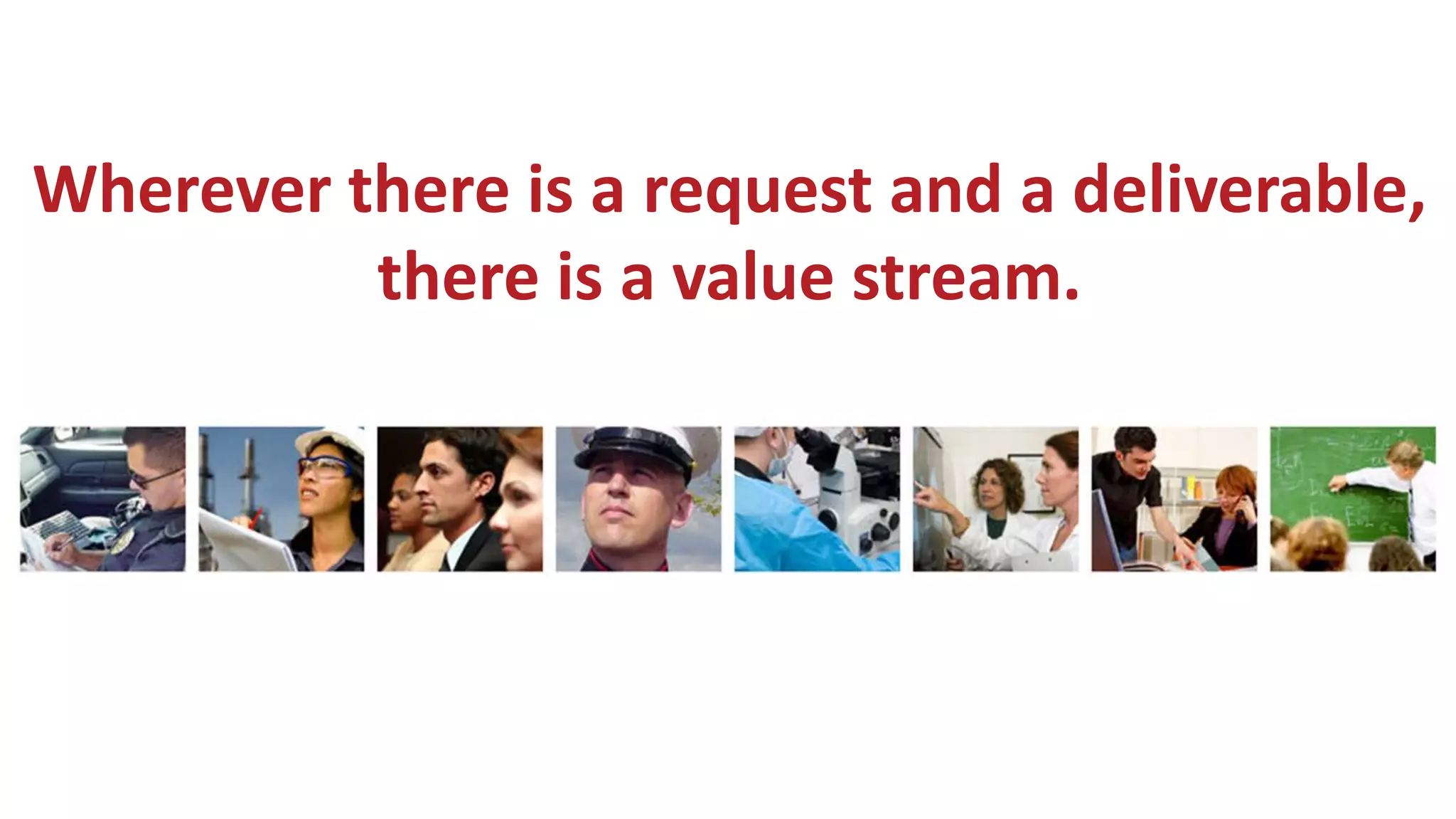 Wherever there is a request and a deliverable,
there is a value stream.
 
