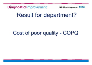 Result for department?
Cost of poor quality - COPQ
 