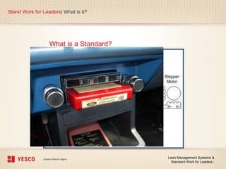 What is a Standard?
Stand Work for Leaders| What is it?
Lean Management Systems &
Standard Work for Leaders |
 