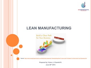 LEAN MANUFACTURING
Prepared by: Victor J./ Chamith R.
June 20th 2014
Source: https://www.managingamericans.com/BlogFeed/Leadership-Teambuilding/How-To-Use-Lean-Principles-To-Drive-Grow-Your-Business.htm
 