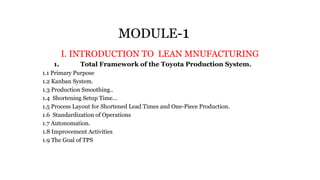 Comprehensive Introduction to Lean Manufacturing and Toyota Production ...
