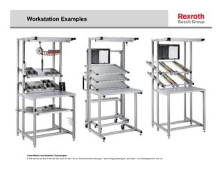 Workstation Examples




Linear Motion and Assembly Technologies
© Alle Rechte bei Bosch Rexroth AG, auch für den Fall von Schutzrechtsanmeldungen. Jede Verfügungsbefugnis, wie Kopier- und Weitergaberecht, bei uns.
 
