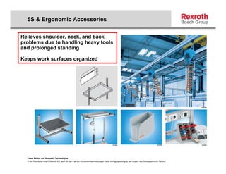 5S & Ergonomic Accessories


Relieves shoulder, neck, and back
problems due to handling heavy tools
and prolonged standing

Keeps work surfaces organized




  Linear Motion and Assembly Technologies
  © Alle Rechte bei Bosch Rexroth AG, auch für den Fall von Schutzrechtsanmeldungen. Jede Verfügungsbefugnis, wie Kopier- und Weitergaberecht, bei uns.
 