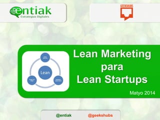 Lean Marketing
para
Lean Startups
Mayo 2014
@entiak @geekshubs
 