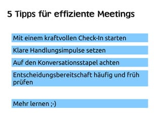Lean meetings - 5 Tipps für effiziente Meetings - Vortrag auf der #oop2014