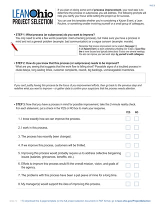 LeanOhio Project Selection Template | PDF