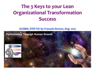 THE LEAN
TRANSFORMATION
3 SUCCESS KEYS
Essence-Leadership, François Durnez,
Sept 15
 