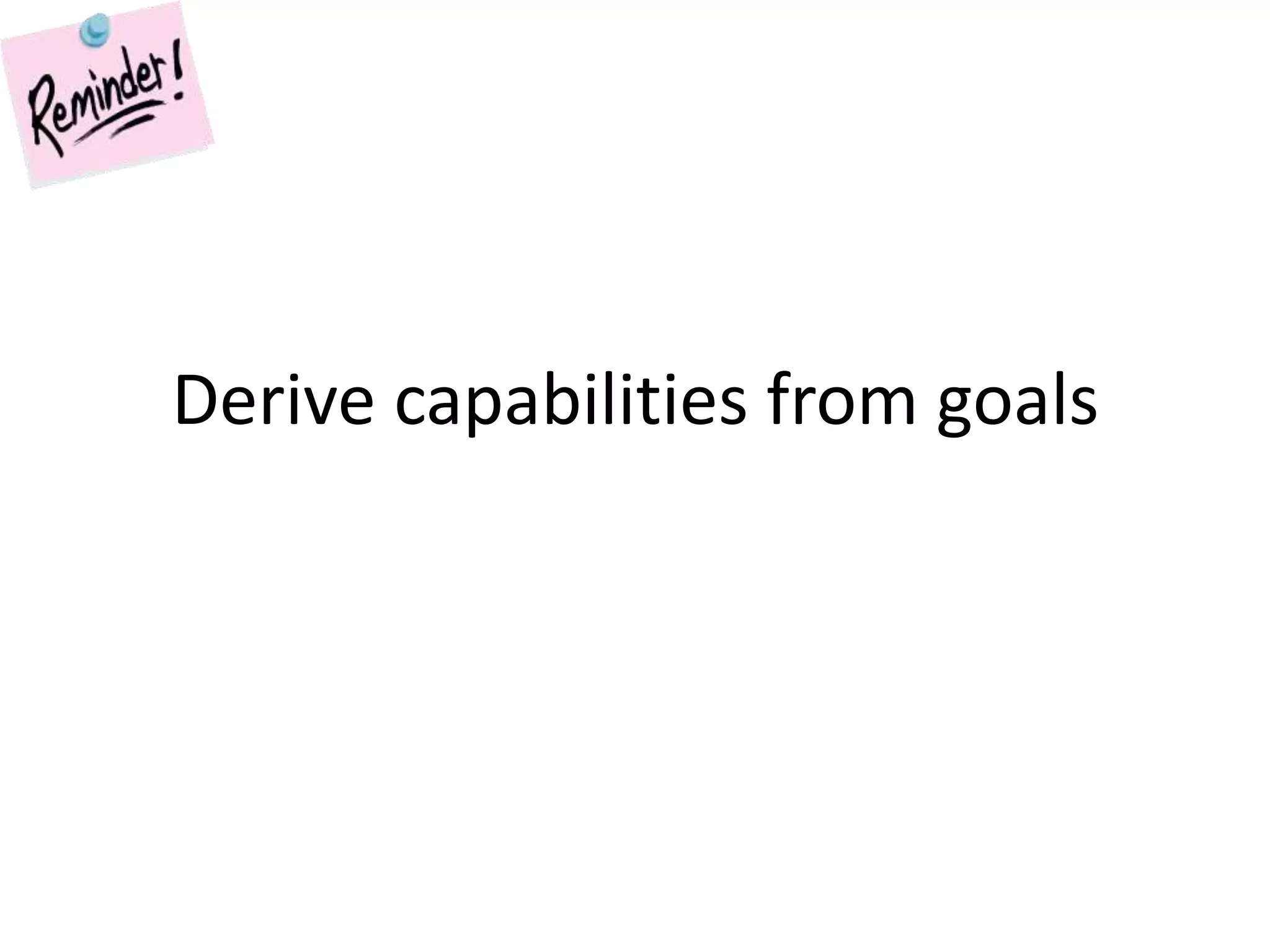 Derive capabilities from goals