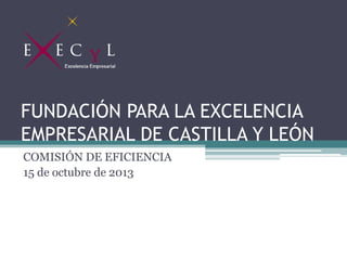 FUNDACIÓN PARA LA EXCELENCIA
EMPRESARIAL DE CASTILLA Y LEÓN
COMISIÓN DE EFICIENCIA
15 de octubre de 2013
 