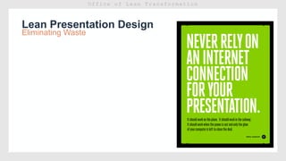 Lean Presentation Design
Eliminating Waste
 