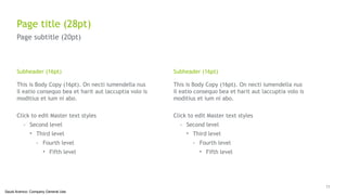 11
Saudi Aramco: Company General Use
Subheader (16pt)
This is Body Copy (16pt). On necti iumendella nus
il eatio consequo bea et harit aut laccuptia volo is
moditius et ium ni abo.
Click to edit Master text styles
- Second level
• Third level
- Fourth level
• Fifth level
Page title (28pt)
Page subtitle (20pt)
Click to edit Master text styles
- Second level
• Third level
- Fourth level
• Fifth level
Subheader (16pt)
This is Body Copy (16pt). On necti iumendella nus
il eatio consequo bea et harit aut laccuptia volo is
moditius et ium ni abo.
 