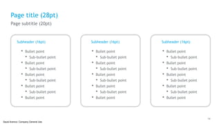 14
Saudi Aramco: Company General Use
Subheader (16pt)
 Bullet point
 Sub-bullet point
 Bullet point
 Sub-bullet point
 Bullet point
 Sub-bullet point
 Bullet point
 Sub-bullet point
 Bullet point
Subheader (16pt)
 Bullet point
 Sub-bullet point
 Bullet point
 Sub-bullet point
 Bullet point
 Sub-bullet point
 Bullet point
 Sub-bullet point
 Bullet point
Subheader (16pt)
 Bullet point
 Sub-bullet point
 Bullet point
 Sub-bullet point
 Bullet point
 Sub-bullet point
 Bullet point
 Sub-bullet point
 Bullet point
Page title (28pt)
Page subtitle (20pt)
 