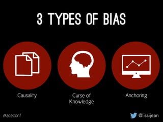 @lissijean#aceconf
3 Types of Bias
Causality Curse of
Knowledge
Anchoring
 