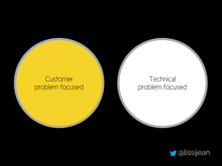 Customer
problem focused
Technical
problem focused
@lissijean
 