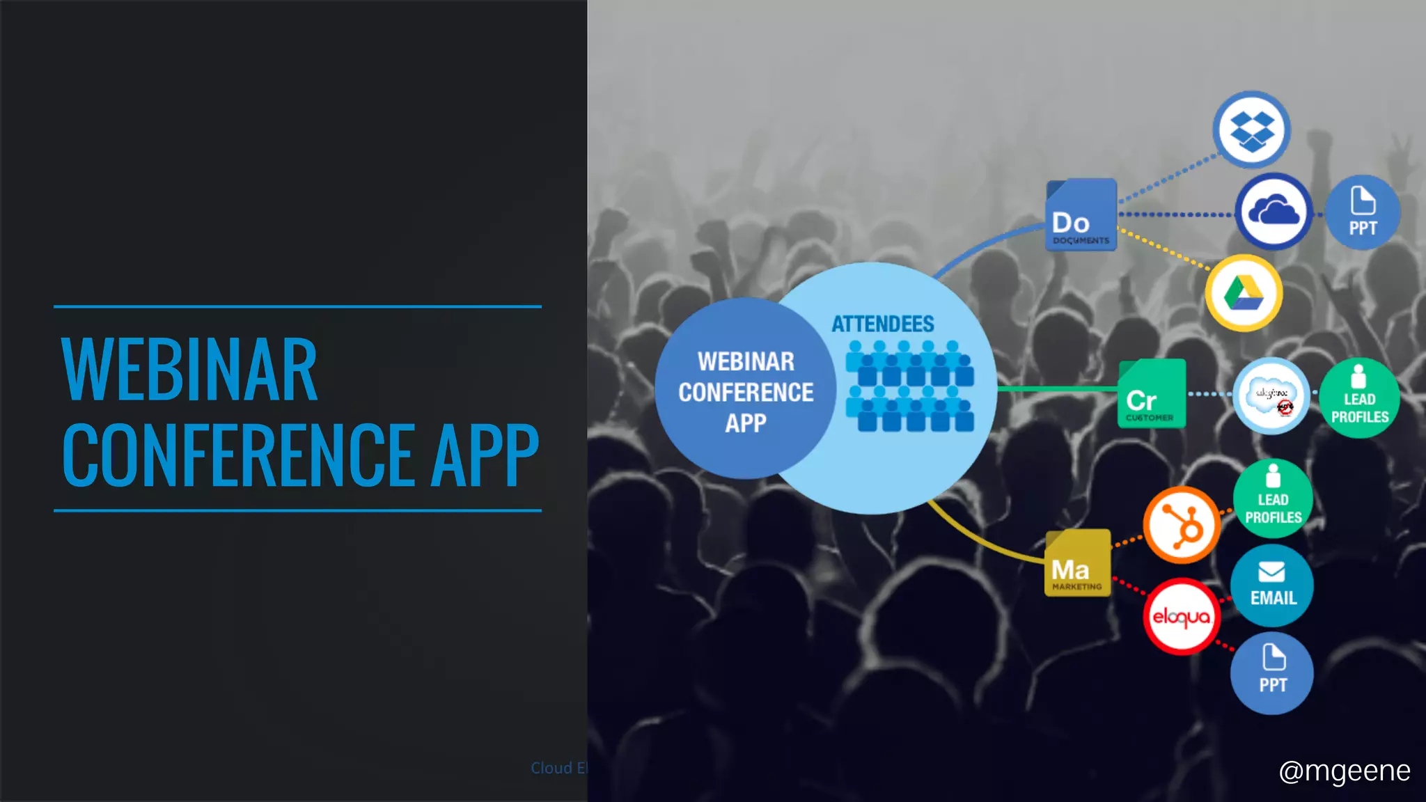 WEBINAR 
CONFERENCE APP 
@mgeene 
 