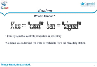 29
Kanban
What is Kanban?
• Card system that controls production & inventory
•Communicates demand for work or materials from the preceding station
 