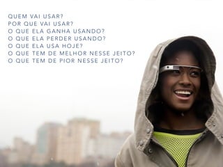 Q U E M VA I U S A R ?
P O R Q U E VA I U S A R ?
O Q U E E L A G A N H A U S A N D O ?
O Q U E E L A P E R D E R U S A N D O ?
O Q U E E L A U S A H O J E ?
O Q U E T E M D E M E L H O R N E S S E J E I T O ?
O Q U E T E M D E P I O R N E S S E J E I T O ?
 