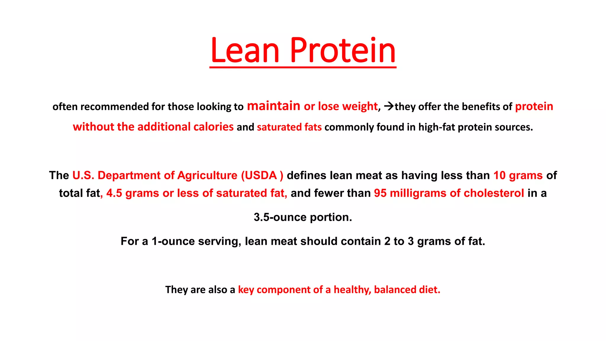 What we mean by Lean Protein : Dr Sharda Jain | PPTX