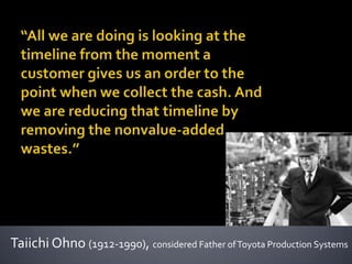 Taiichi Ohno (1912-1990), considered Father of Toyota Production Systems

 