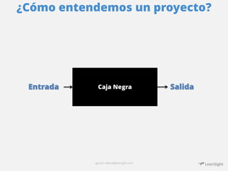 ¿Cómo entendemos un proyecto? 
Entrada Caja Negra Salida 
agustin.villena@leansight.com 
 