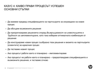 КАЗУС 1: РОЛЯТА НА МЕНИЖДМЪНТАДа демонстрира връзката между стратегията на компанията и предстоящата промянаДа осигурят ресурси за осъществяване на промянатаДа информира служителите за промените и редовно да ги усведомяваДа осигури обучение на служителитеДа промени организационната структура, ако това е нужно, и да осигури информация за ползите от това 
