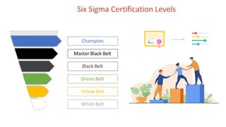 Champion
Master Black Belt
Black Belt
Green Belt
Yellow Belt
White Belt
Six Sigma Certification Levels
 