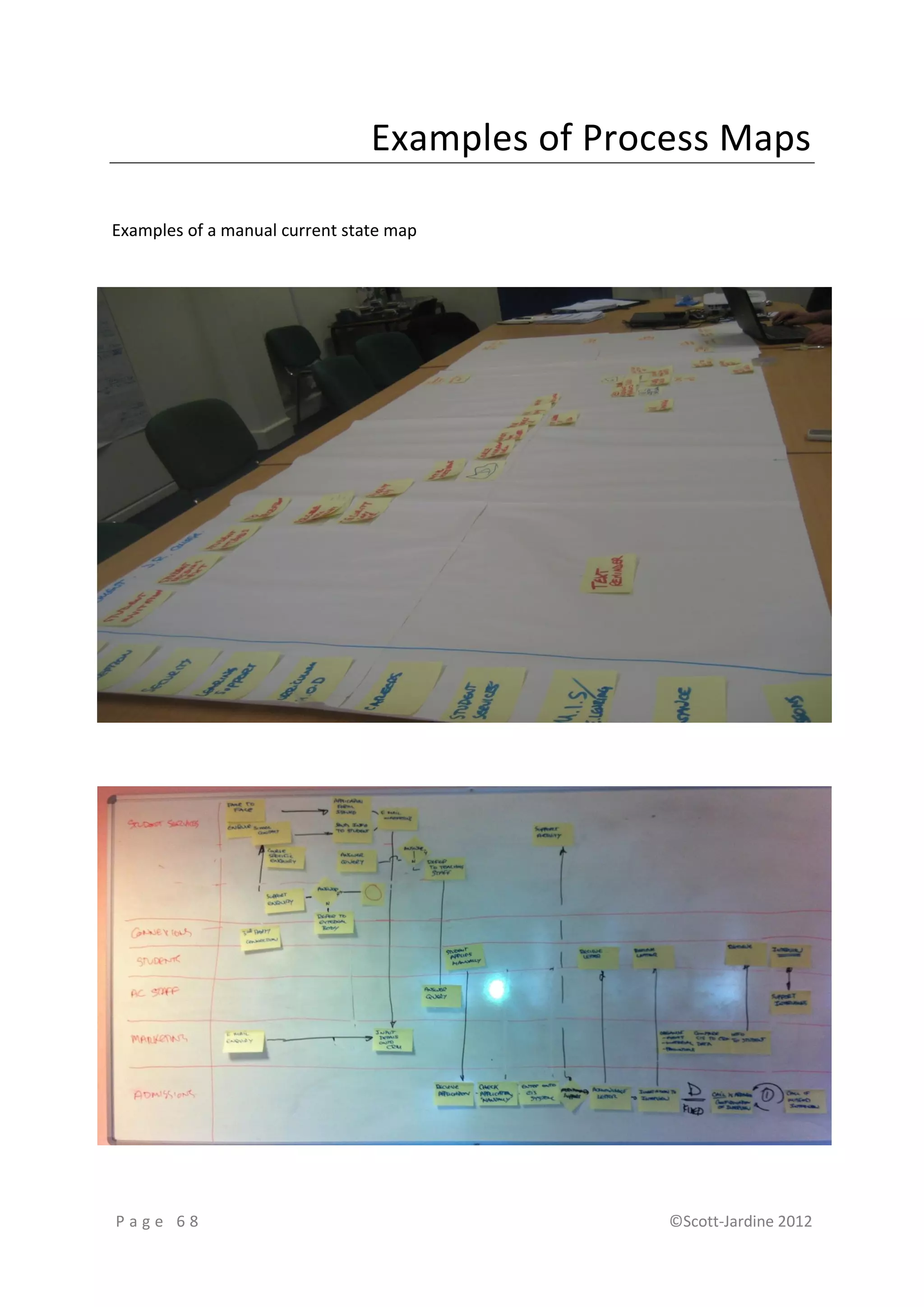 Examples of Process Maps

Examples of a manual current state map




Page 68                                         ©Scott-Jardine 2012
 