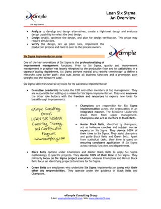 Lean Six Sigma Overview
