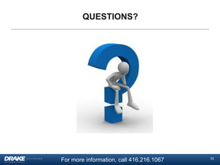 QUESTIONS?

For more information, call 416.216.1067

33

 
