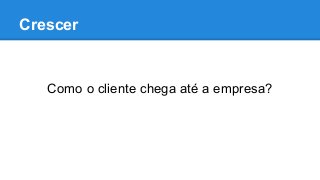 Crescer
Como o cliente chega até a empresa?
 