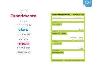 Cada
Experimento
debe
tener muy
claro
lo que se
quiere
medir
antes de
diseñarlo.
 