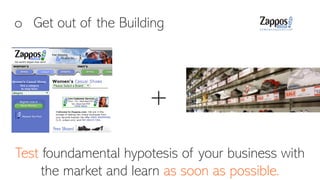 o Get out of the Building
Test foundamental hypotesis of your business with
the market and learn as soon as possible.
+
 