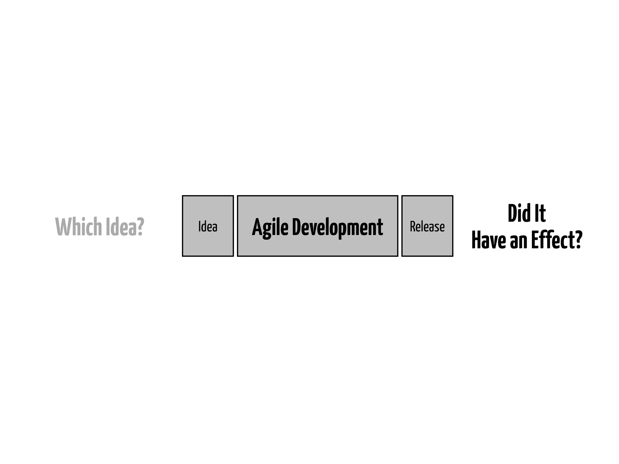 Which Idea?

Idea

Agile Development

Release

Did It
Have an Effect?

 