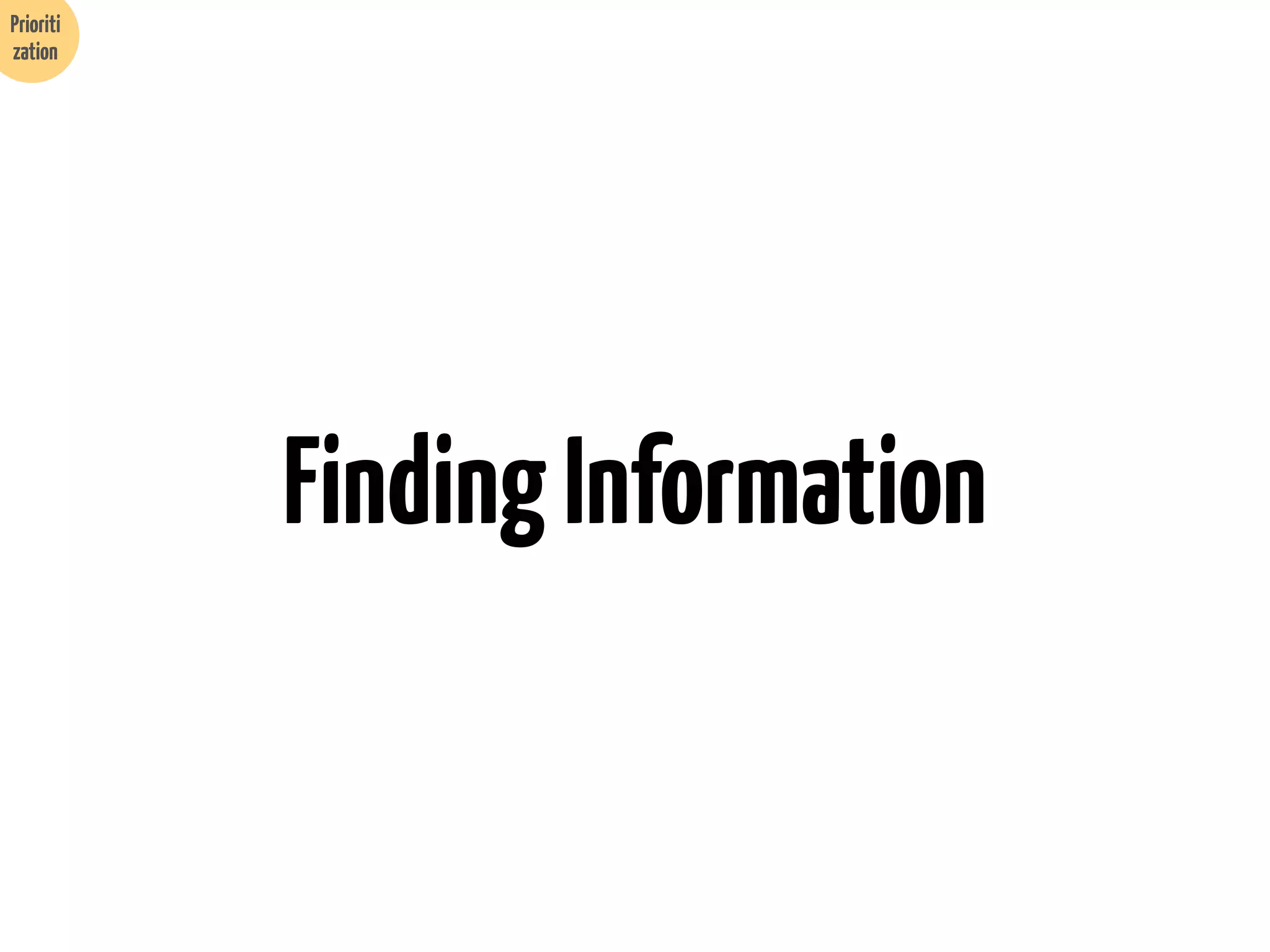 Prioriti
zation

Finding Information

 
