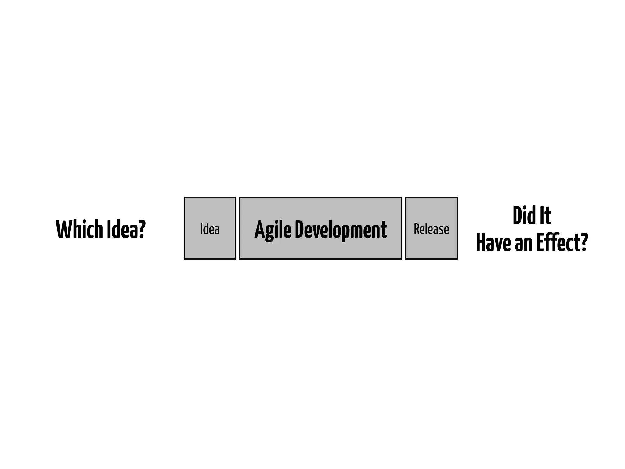 Which Idea?

Idea

Agile Development

Release

Did It
Have an Effect?

 